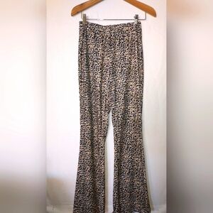 Leopard Print Flared Women's Pants Size Small